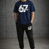 Men Printed 2-Piece Track Suit Blue Black