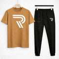 Men R-Logo Cotton Track Suit Brown Black Slim Fit