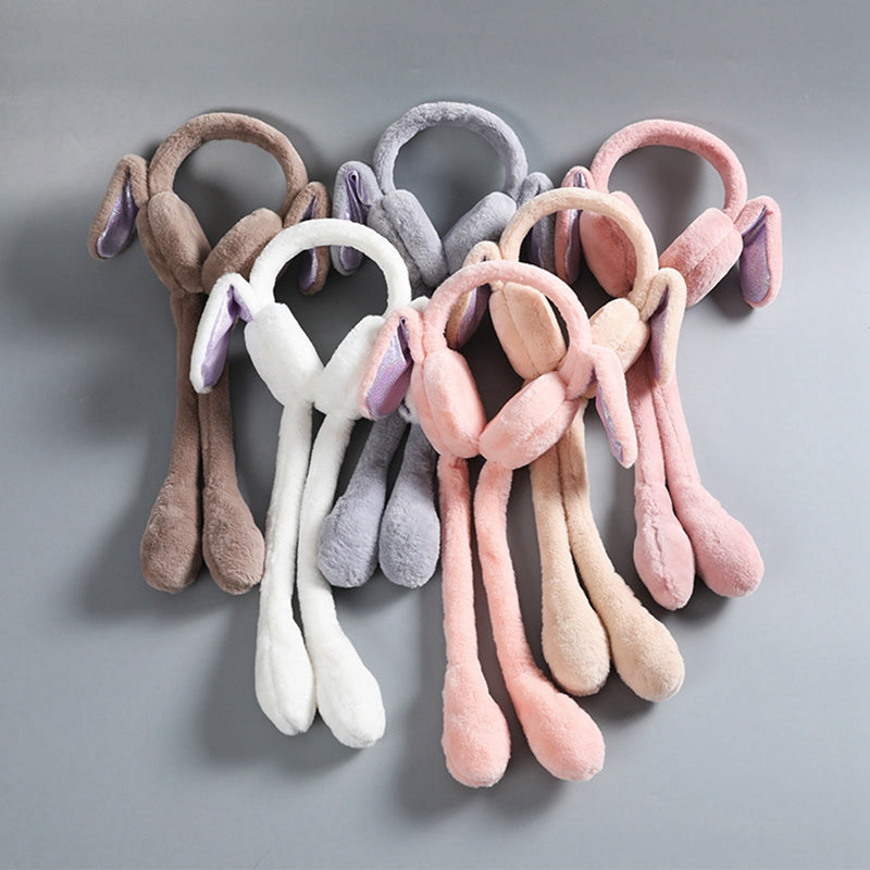 Cute Bunny Cap Headphone Plush Ear Muff Winter Headwear for Women & Girls – Soft Warm Cartoon Style (Random Color)