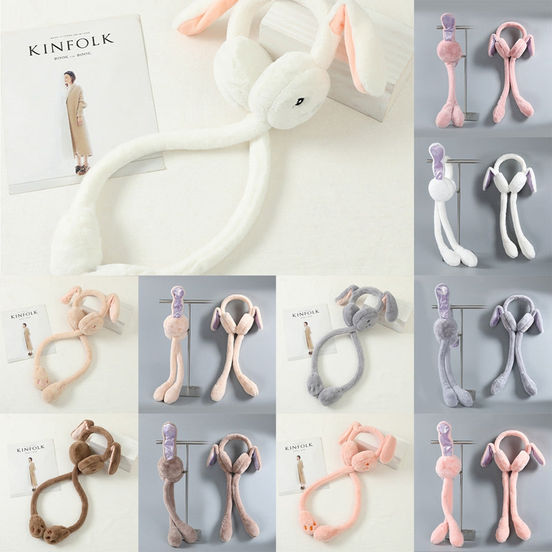 Cute Bunny Cap Headphone Plush Ear Muff Winter Headwear for Women & Girls – Soft Warm Cartoon Style (Random Color)