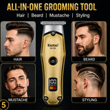 KEMEI KM- 595Professional Hair & Beard Trimmer – USB Rechargeable Cordless Grooming Machine with Digital Display