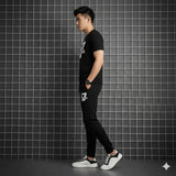Men Black Printed Track Suit 28" XL Polyester