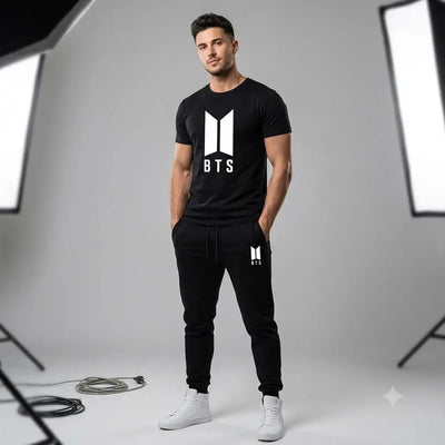 2 Pcs Men's Cotton Printed Track Suit