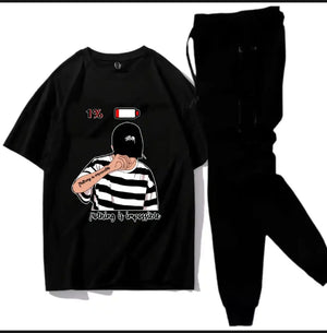2 Pcs Men's Jersey Printed Track Suit