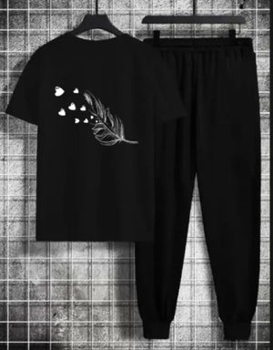 2 Pcs Women's Stitched Cotton Printed Tracksuit