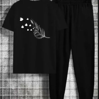 2 Pcs Women's Stitched Cotton Printed Tracksuit