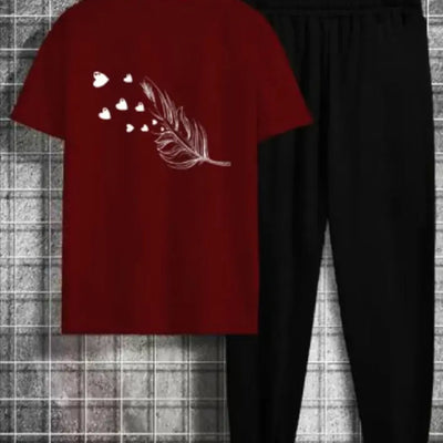 2 Pcs Women's Stitched Cotton Printed Tracksuit