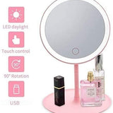 Rechargeable LED Makeup Mirror – Portable Vanity Mirror with Touch Control, Adjustable Brightness & USB Charging
