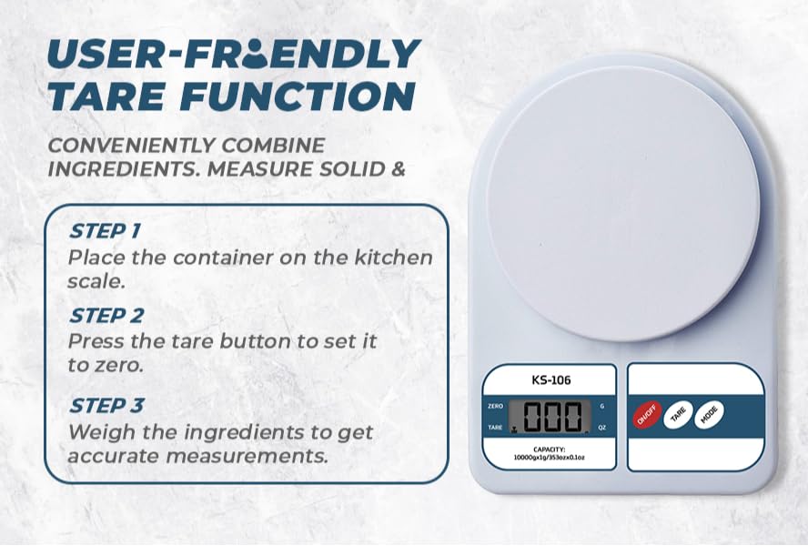Kitchen Digital Scale 0.1g to 10kg with Battery – High Precision Electronic Food Weighing Scale for Baking & Cooking
