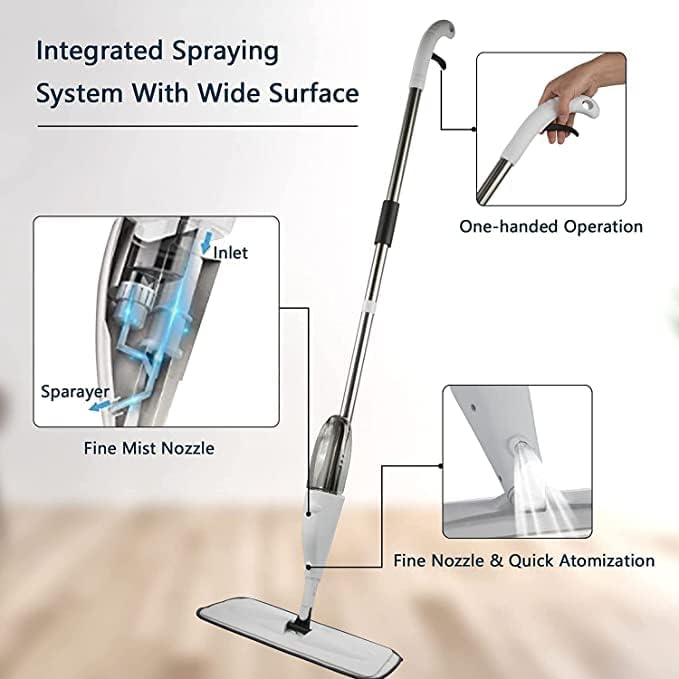 Water Spray Mop – Refillable Spray Floor Mop with Microfiber Pad for Wet & Dry Cleaning