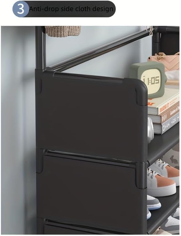 Attachable Coat Hanger with Shoes Rack – Multi-Functional Entryway Clothes & Shoe Storage Organizer