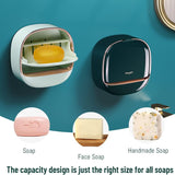 Wall Mounted Soap Box with Lid & Drain Tray – Self-Draining Soap Holder for Bathroom & Kitchen