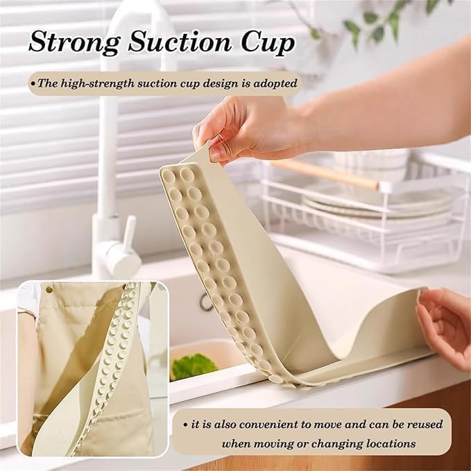 15 Inch Silicone Sink Splash Guard – Kitchen Sink Faucet Splash Guard with Drain Mat & Drying Pad