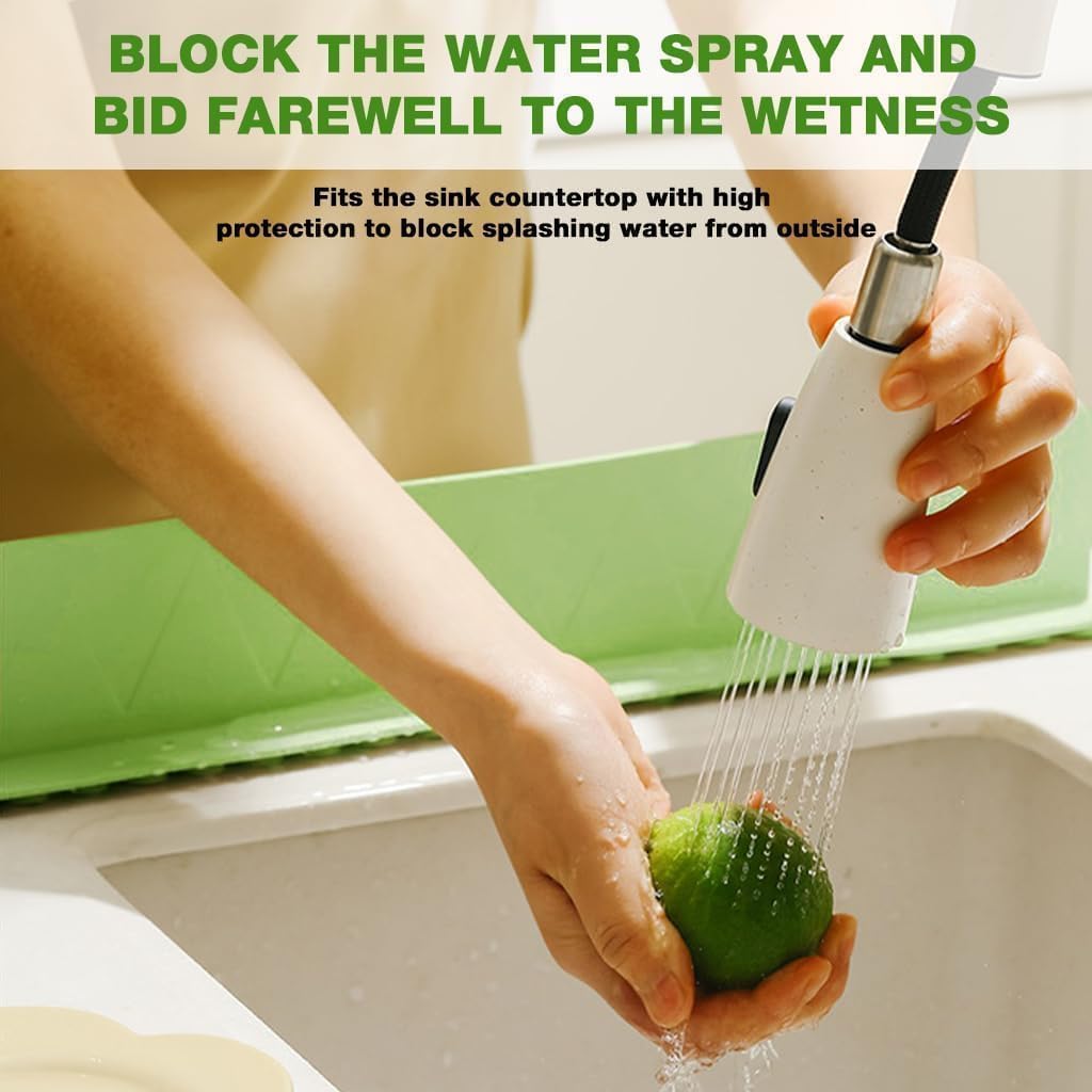 15 Inch Silicone Sink Splash Guard – Kitchen Sink Faucet Splash Guard with Drain Mat & Drying Pad