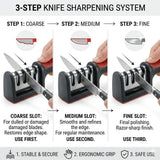 Professional Knife Sharpener – 3 Stage Tungsten Steel, Diamond & Ceramic Kitchen Knife Sharpening Tool