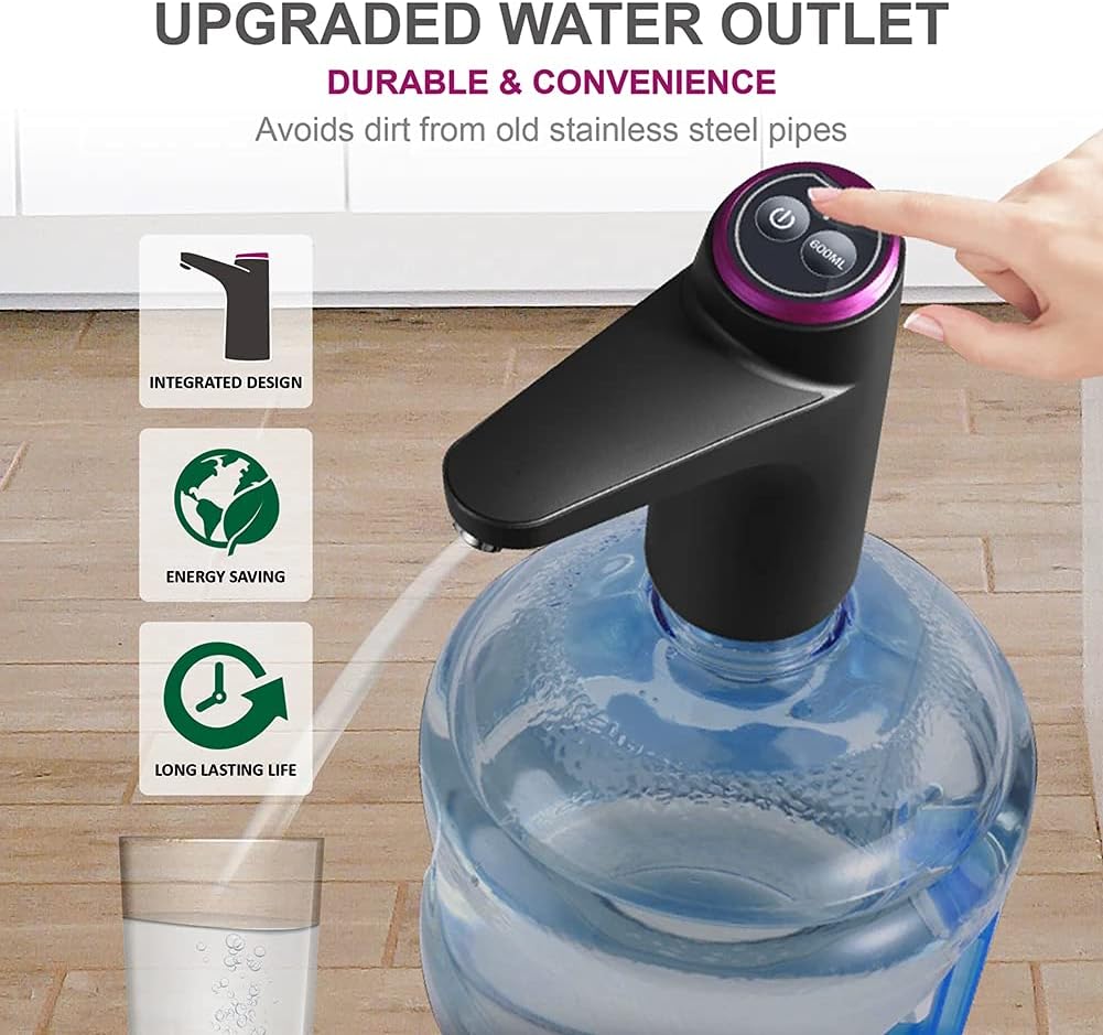 Touch Screen Automatic Rechargeable Water Pump – USB Electric Water Dispenser for 3, 4 & 5 Gallon Bottles