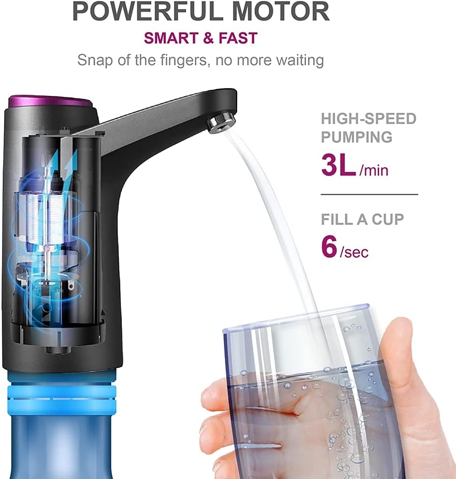 Touch Screen Automatic Rechargeable Water Pump – USB Electric Water Dispenser for 3, 4 & 5 Gallon Bottles