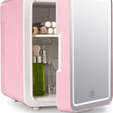 4L Vanity Mirror LED Portable Mini Fridge – Makeup & Skincare Refrigerator with LED Mirror for Bedroom, Office & Car