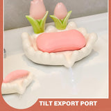 Flower Soap Dish – Self-Draining Leaf Soap Holder with Suction Cup for Bathroom & Kitchen Sink