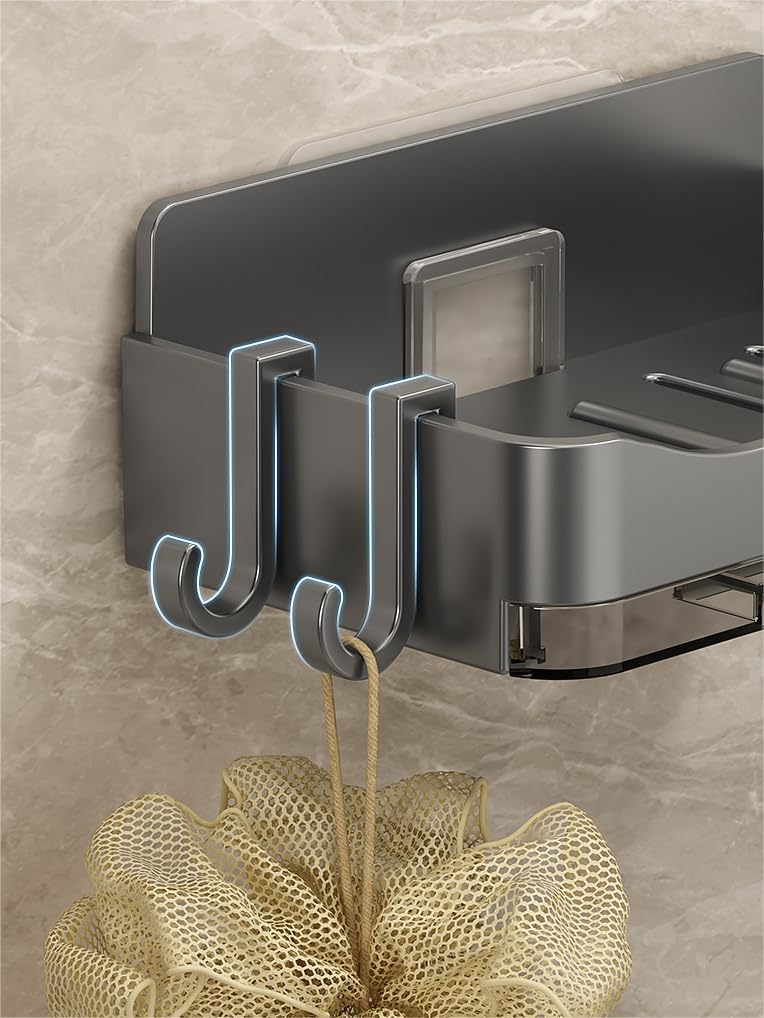 Wall Mounted Soap Dish – Self-Adhesive Soap Holder with Drain Tray for Bathroom & Kitchen