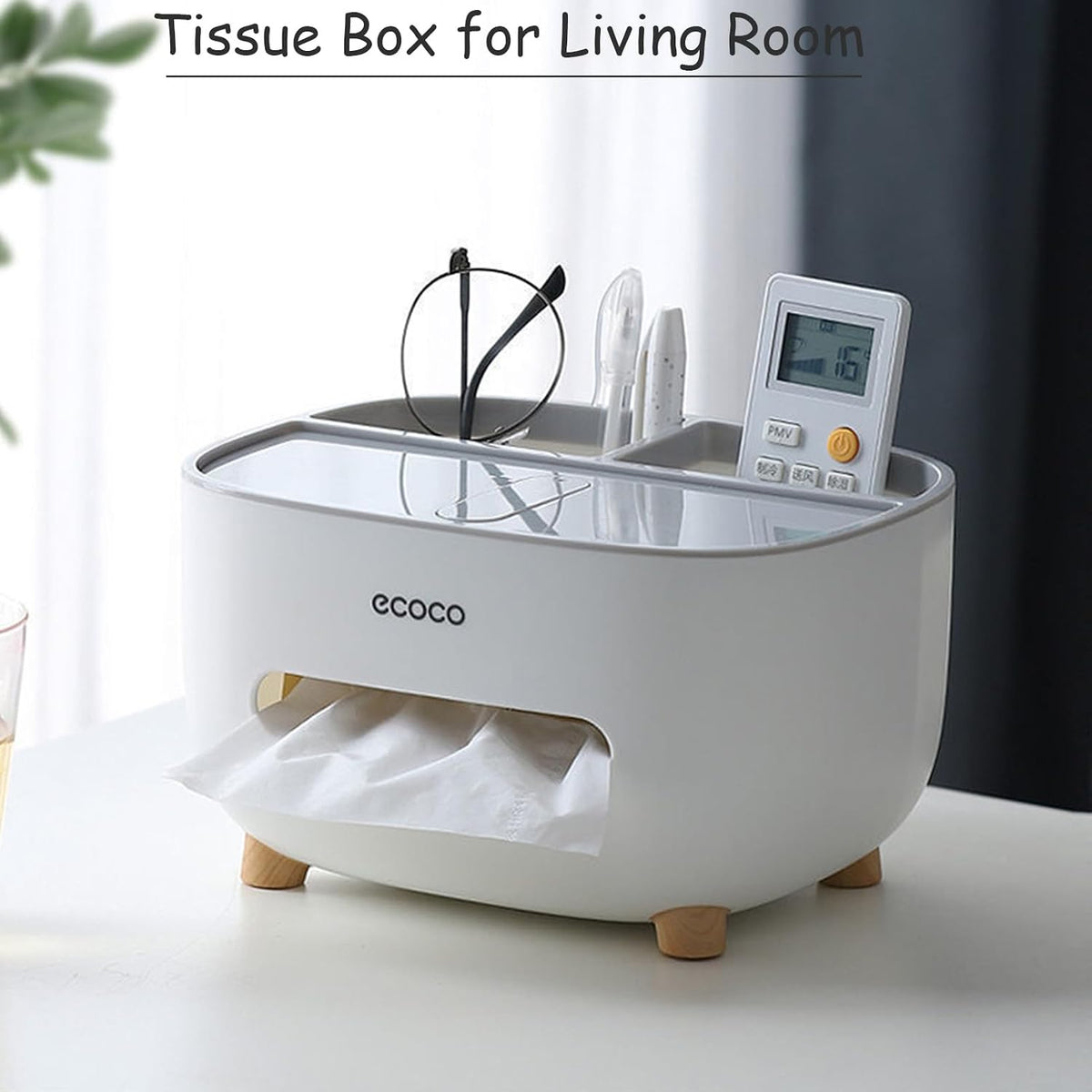 Ecoco Tissue Box – Stylish Desktop Tissue Holder & Organizer for Bathroom, Bedroom, Kitchen & Office
