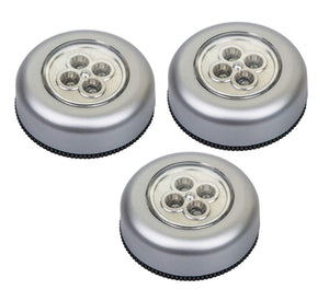 Mini Wireless 3 LED Push Touch Wall Light – Battery Powered Stick-On Tap Light for Cabinet, Closet, Staircase & Kitchen