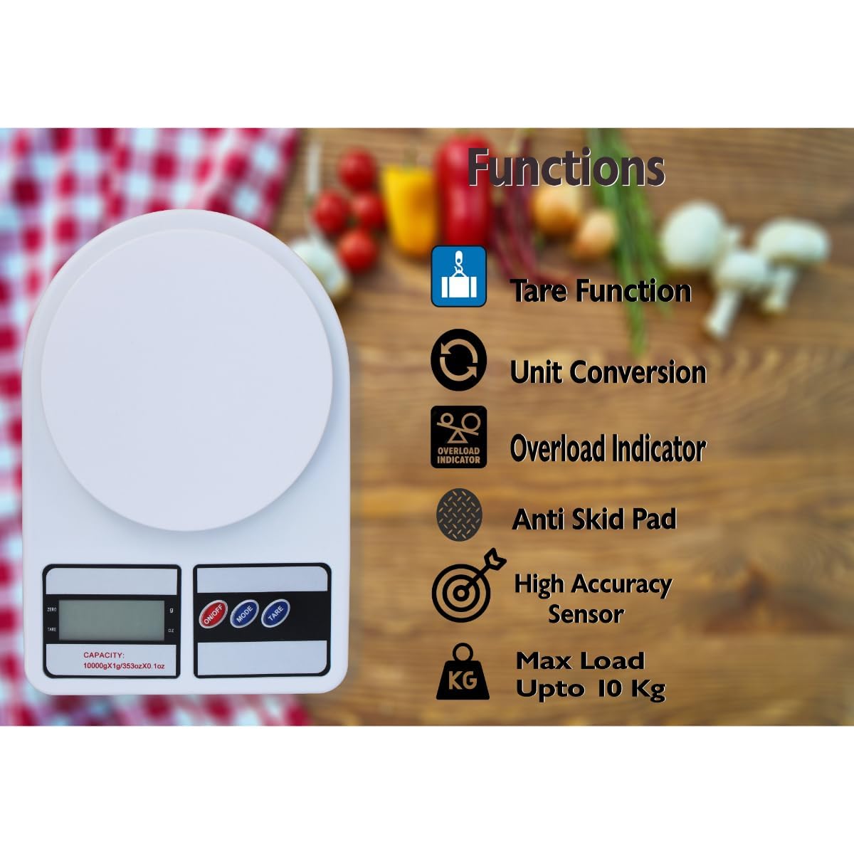 Kitchen Digital Scale 0.1g to 10kg with Battery – High Precision Electronic Food Weighing Scale for Baking & Cooking