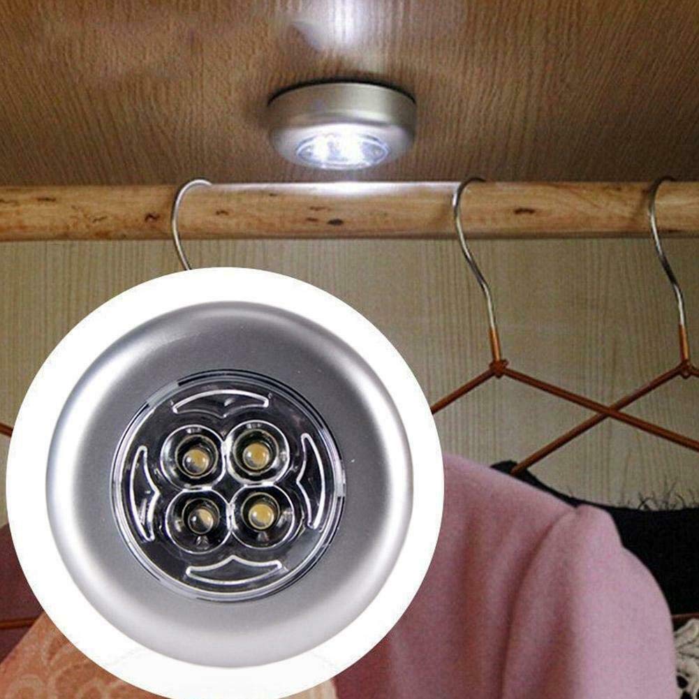 Mini Wireless 3 LED Push Touch Wall Light – Battery Powered Stick-On Tap Light for Cabinet, Closet, Staircase & Kitchen