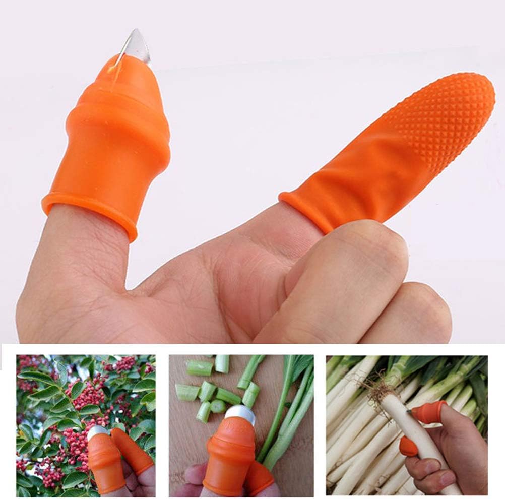 Orange Silicone Thumb Cutter – Finger Knife for Vegetable Harvesting, Fruit Picking & Gardening