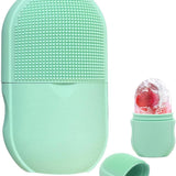 2-in-1 Silicone Ice Roller & Face Scrubber – Reusable Facial Massage, Cooling Ice Mold & Deep Cleansing Brush
