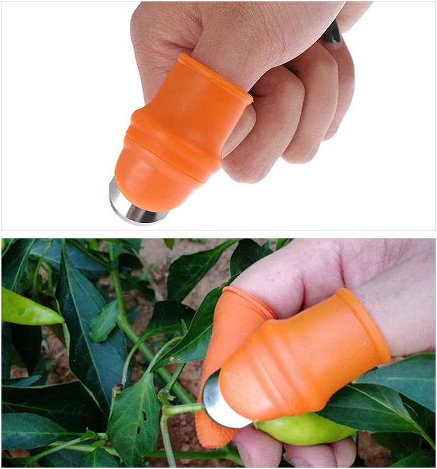 Orange Silicone Thumb Cutter – Finger Knife for Vegetable Harvesting, Fruit Picking & Gardening