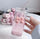 FUNKYFINDS Pink Cute Bow Square Glass Cup with Lid and Straw, Pink Glass Tumbler with Handle Bow Knot Transparent Drinking Glasses for Juice, Iced Coffee, Milk, and Tea Girl Birthday Gifts (Set of 1)