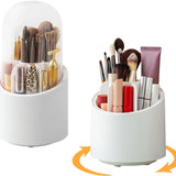 Covered Rotating Toothbrush Holder – 360° Dustproof Bathroom Organizer with Storage Compartments