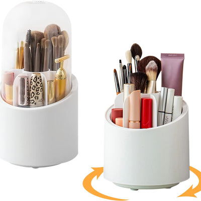 Covered Rotating Toothbrush Holder – 360° Dustproof Bathroom Organizer with Storage Compartments