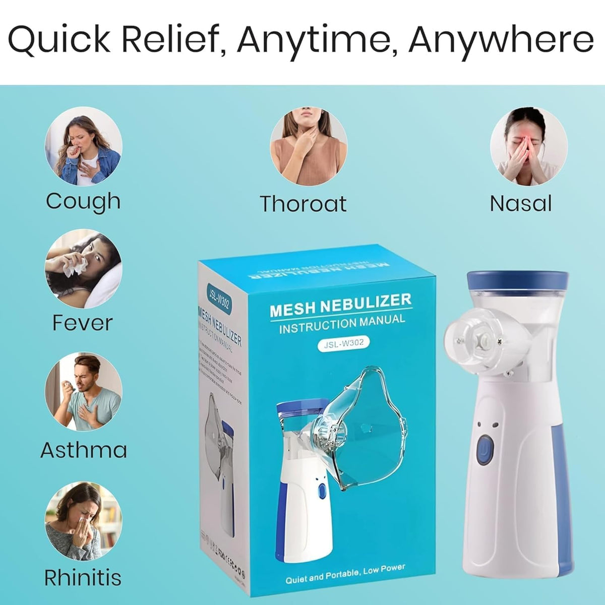 Portable Mesh Nebulizer for Kids & Adults – Rechargeable Silent Handheld Nebulizer Machine for Home & Travel
