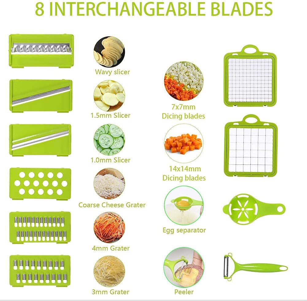 14-in-1 Vegetable Cutter – Multifunction Vegetable Chopper, Mandoline Slicer & Grater with Storage Container