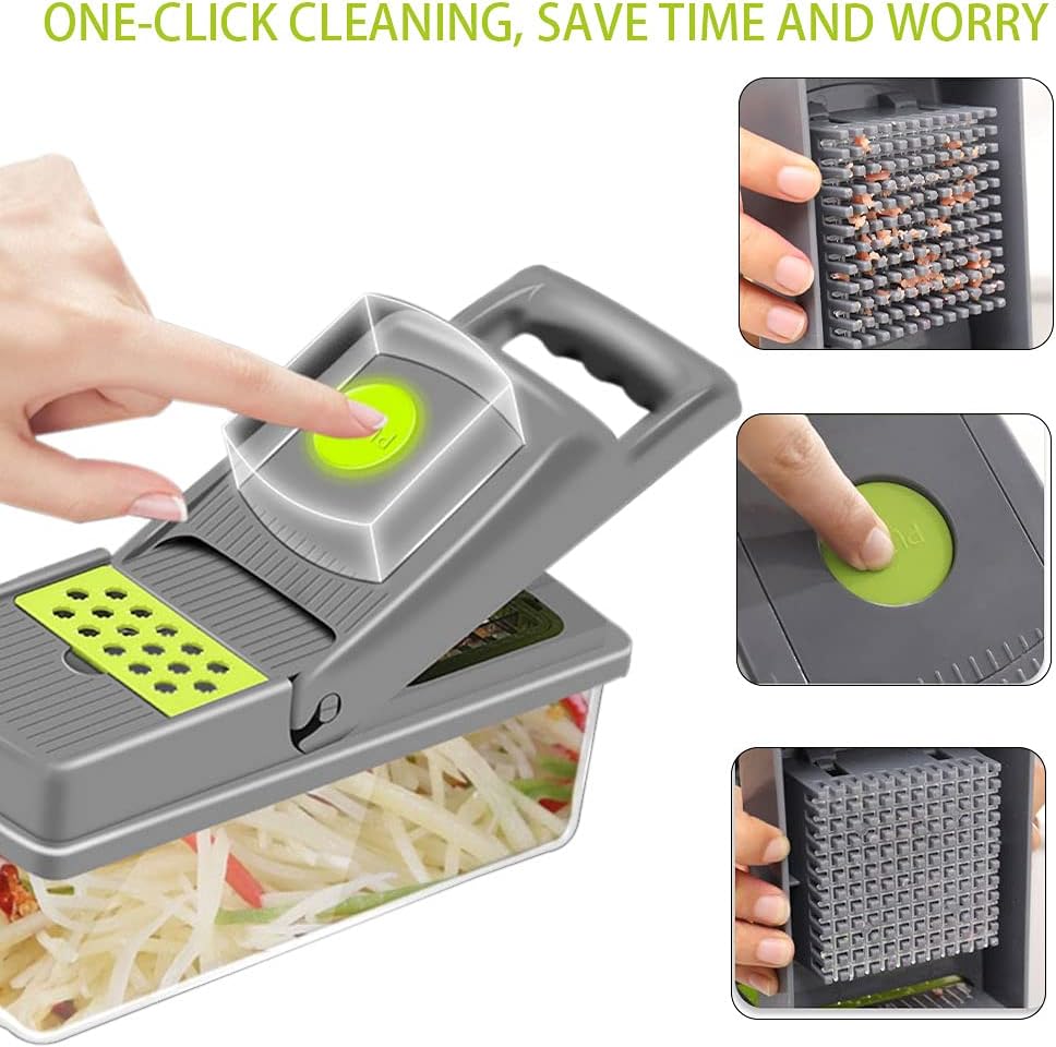 14-in-1 Vegetable Cutter – Multifunction Vegetable Chopper, Mandoline Slicer & Grater with Storage Container