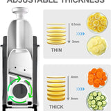 Adjustable Mandoline Slicer – Multi-Function Vegetable & Fruit Cutter with Adjustable Thickness, Julienne & Slicing Blades