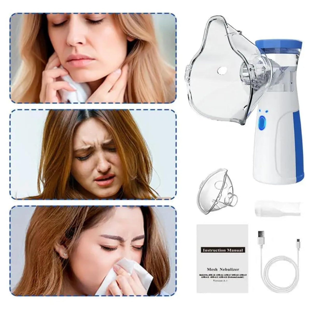 Portable Mesh Nebulizer for Kids & Adults – Rechargeable Silent Handheld Nebulizer Machine for Home & Travel