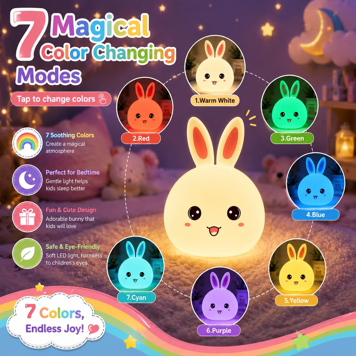 Cubbie Rabbit Silicone Night Light | Rechargeable Bunny Lamp