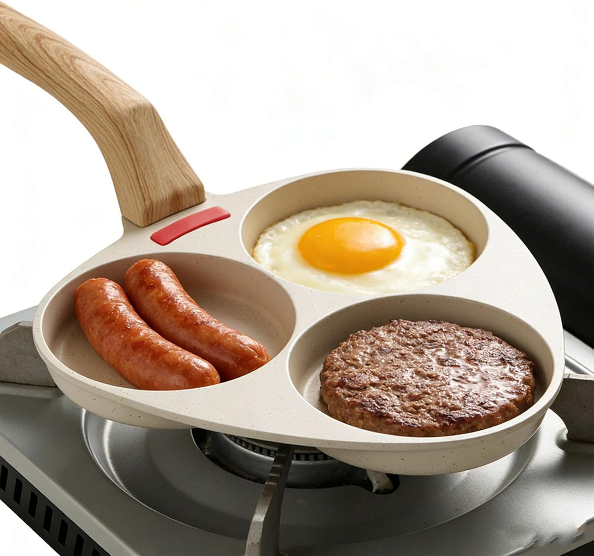 Fdit Nonstick Egg Pan, Breakfast Versatile Skillet Nonstick Divided Grill Pan with Heatproof Handle for Egg Steak Burgers
