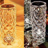 Rechargeable Rose Diamond Table Lamp – 16 RGB Color LED Crystal Lamp with Wireless Remote & Touch Control