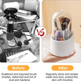 Covered Rotating Toothbrush Holder – 360° Dustproof Bathroom Organizer with Storage Compartments