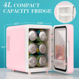 4L Vanity Mirror LED Portable Mini Fridge – Makeup & Skincare Refrigerator with LED Mirror for Bedroom, Office & Car
