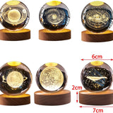 Crystal Ball LED Lamp – 3D Crystal Night Light with Wooden Base USB Rechargeable Home Decor Lamp