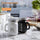 KITOME Salt and Pepper Shakers Set – Ceramic Spice Dispensers with Stainless Steel Lids & Handles, Black & White, 2-Piece Kitchen Dining Set