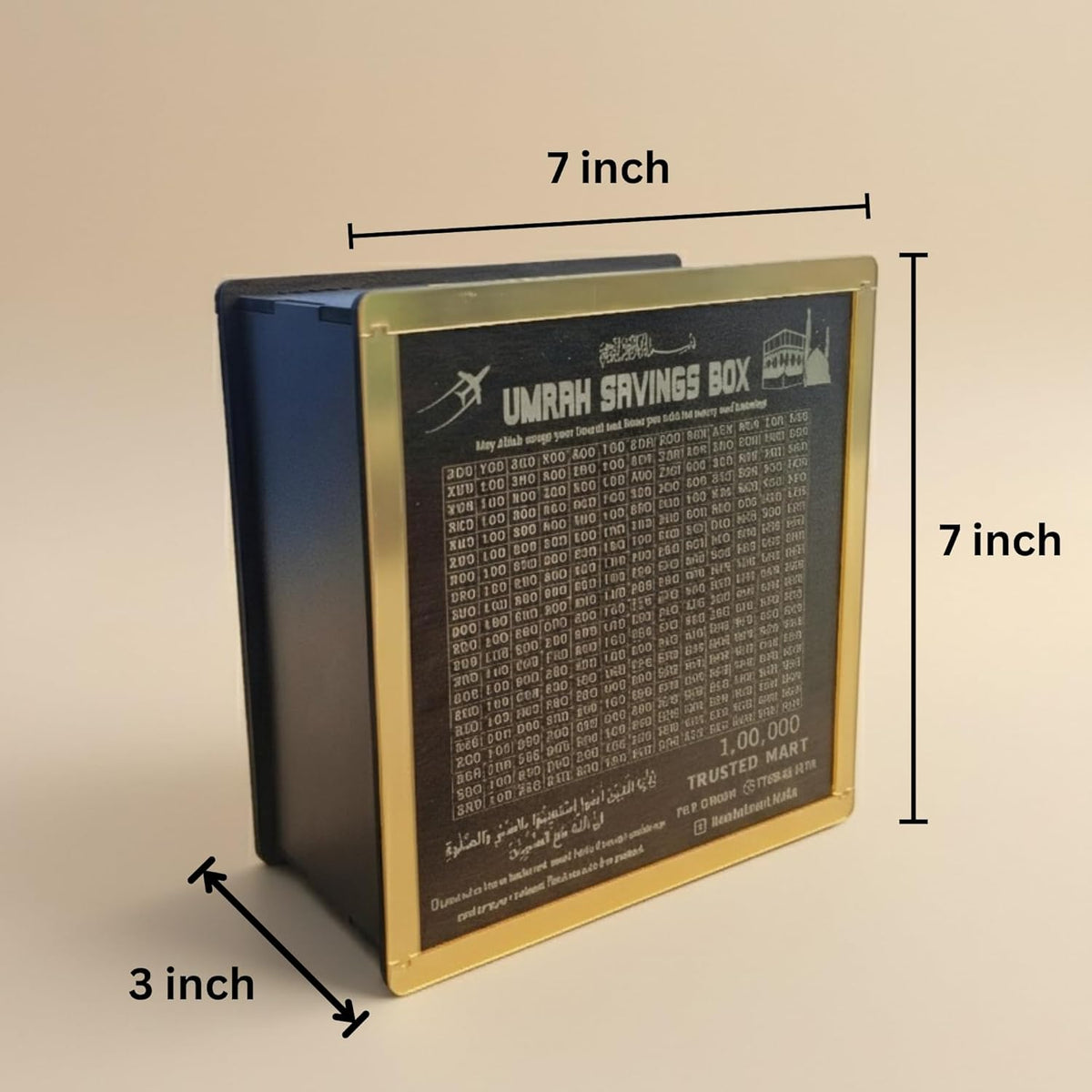 Wooden Umrah Saving Box – 280 Days Savings Plan | Islamic Halal Money Saving Box for Hajj & Umrah (Non-Assemble)