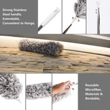 Foldable Cleaning Grey Duster – Extendable Microfiber Dust Cleaner for Ceiling Fan, Furniture, Blinds & Home Cleaning