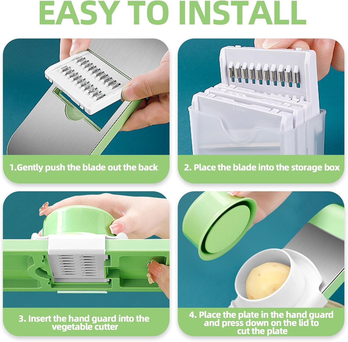 5-in-1 Manual Food Grater & Slicer – Multi-Function Vegetable & Fruit Cutter with Stainless Steel Blades