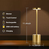 MASUPER Cordless LED Table Lamp – Rechargeable Portable Desk Lamp with 3 Color Stepless Dimming & USB-C Charging
